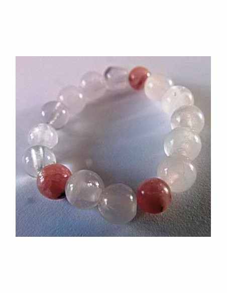 Anneau quartz rose, rhodocrosite 4mm