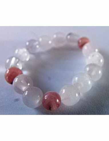 Anneau quartz rose, rhodocrosite 4mm