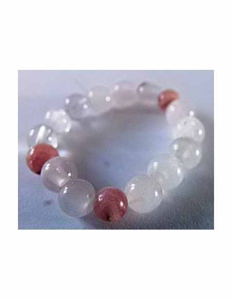 Anneau quartz rose, rhodocrosite 4mm