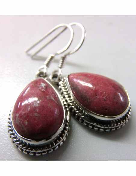 Thulite rose boucles argent Thulite rose boucles argent
