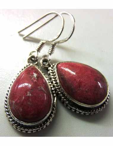 Thulite rose boucles argent
