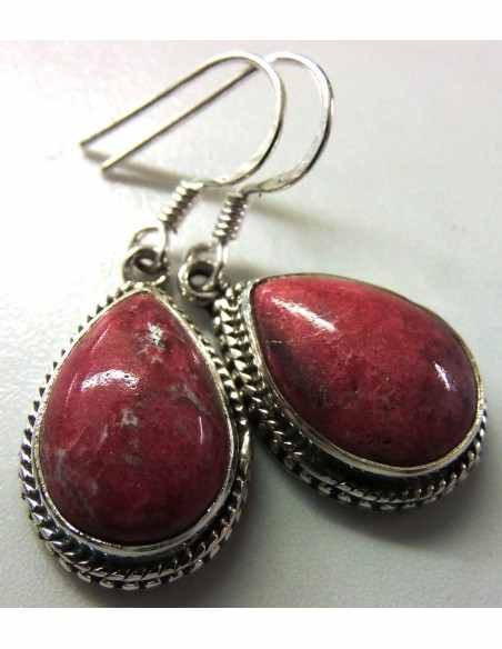 Thulite rose boucles argent Thulite rose boucles argent