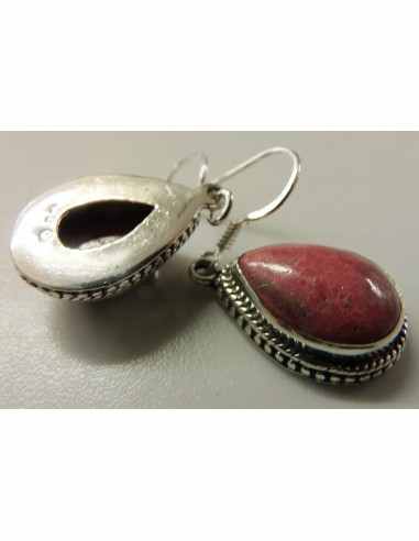 Thulite rose boucles argent