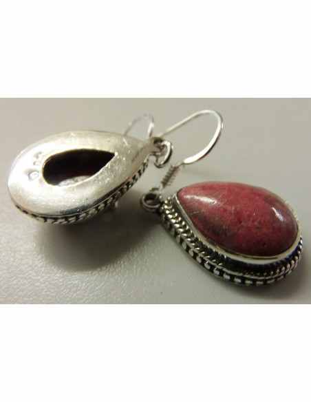 Thulite rose boucles argent Thulite rose boucles argent