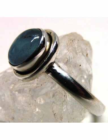 Aigue marine bague argent