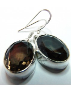 Quartz fumé boucles argent 2