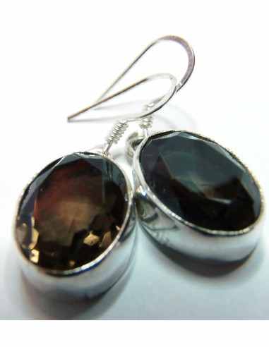 Quartz fumé boucles argent