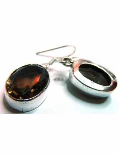 Quartz fumé boucles argent