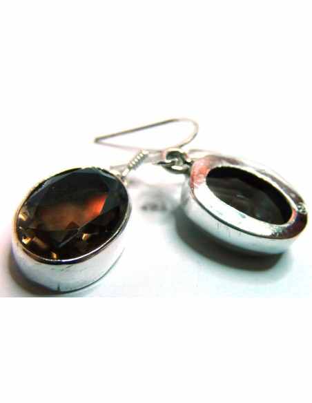 Quartz fumé boucles argent Quartz fumé boucles argent