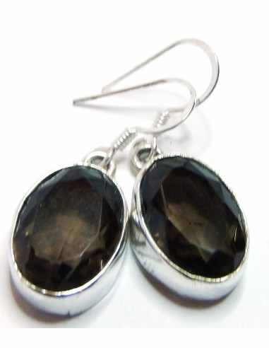 Quartz fumé boucles argent