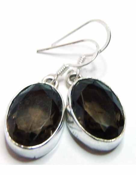 Quartz fumé boucles argent Quartz fumé boucles argent