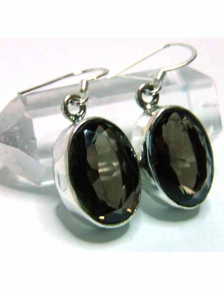 Quartz fumé boucles argent Quartz fumé boucles argent