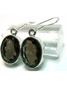 Quartz fumé boucles argent