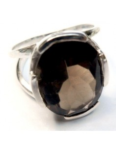 Quartz fumé boucles argent