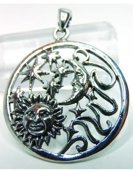 Pendentif soleil lune Yin Yang argent