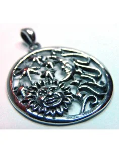 Pendentif soleil lune Yin Yang argent 2