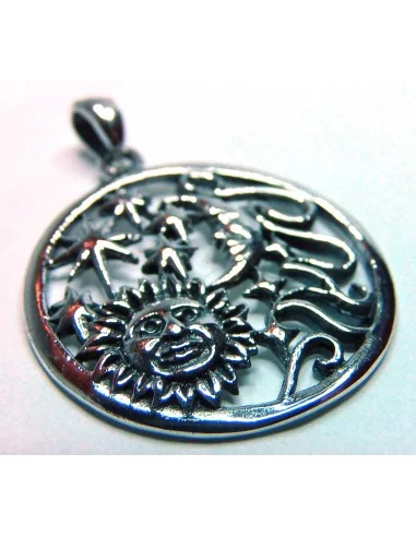 Pendentif soleil lune Yin Yang argent