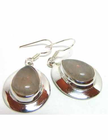 Quartz rose boucles doreilles