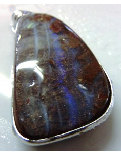 Opale noble, tantalite pendentif argent