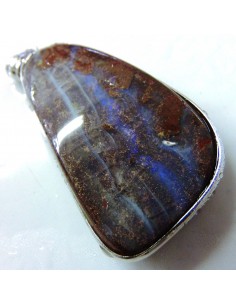 Opale noble, tantalite pendentif argent 2