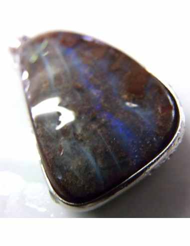 Opale noble, tantalite pendentif argent