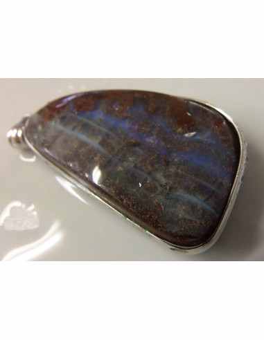 Opale noble, tantalite pendentif argent