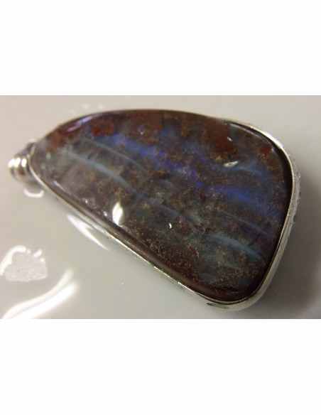 Opale noble, tantalite pendentif argent Opale noble, tantalite pendentif argent