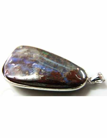 Opale noble, tantalite pendentif argent Opale noble, tantalite pendentif argent