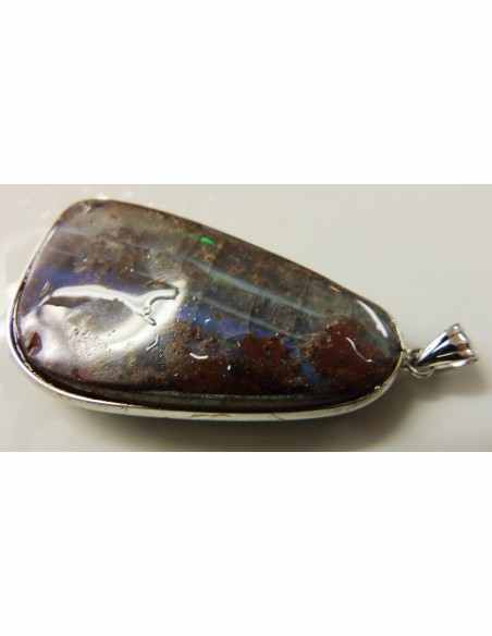 Opale noble, tantalite pendentif argent Opale noble, tantalite pendentif argent