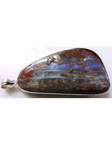 Opale noble, tantalite pendentif argent