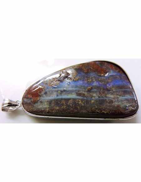 Opale noble, tantalite pendentif argent Opale noble, tantalite pendentif argent