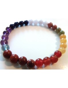 Bracelet sept chakras argent 6mm 2