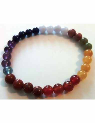 Bracelet sept chakras argent 6mm