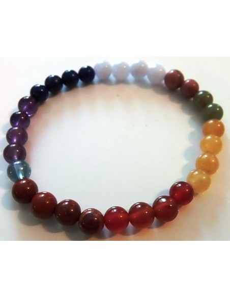 Bracelet sept chakras argent 6mm Bracelet sept chakras argent 6mm