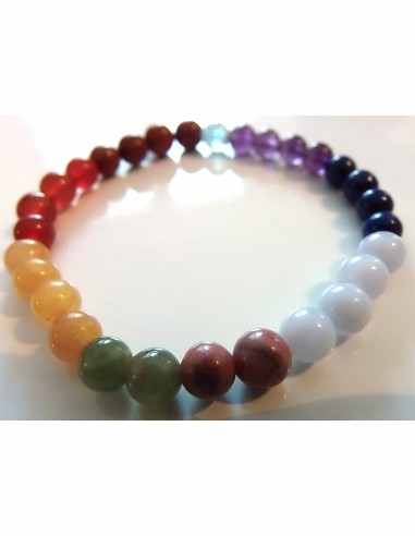Bracelet sept chakras argent 6mm
