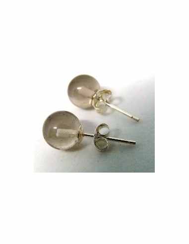 Boucles d'oreilles pouce argent Quartz fumé
