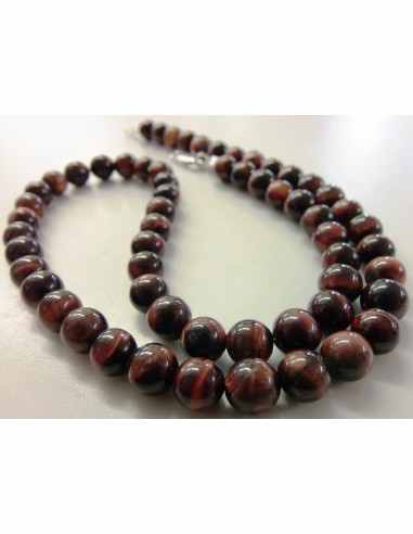 Oeil de taureau 8mm collier 50,5cm