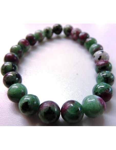 Bracelet  zoisite aux rubis 8mm Bracelet  zoisite aux rubis 8mm