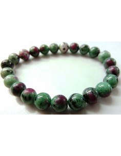Bracelet  zoisite aux rubis 8mm