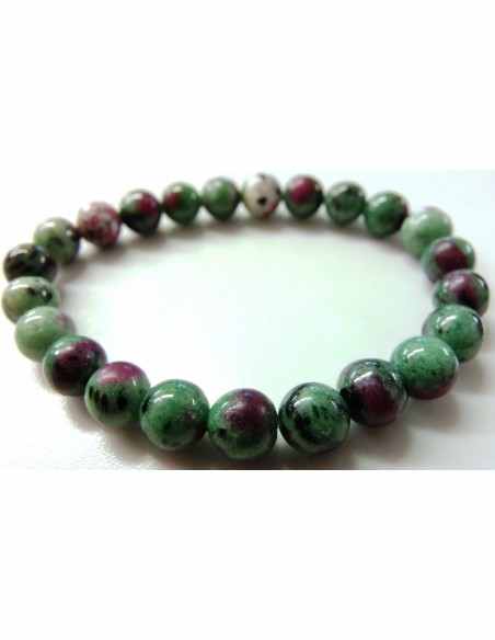Bracelet  zoisite aux rubis 8mm Bracelet  zoisite aux rubis 8mm