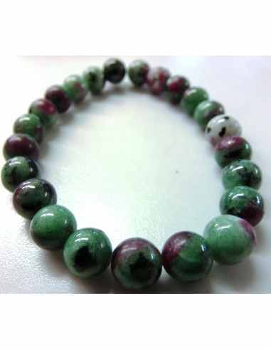 Bracelet  zoisite aux rubis 8mm