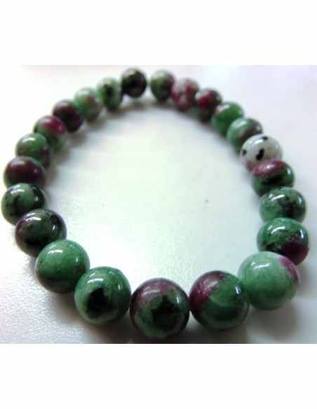 Bracelet  zoisite aux rubis 8mm Bracelet  zoisite aux rubis 8mm