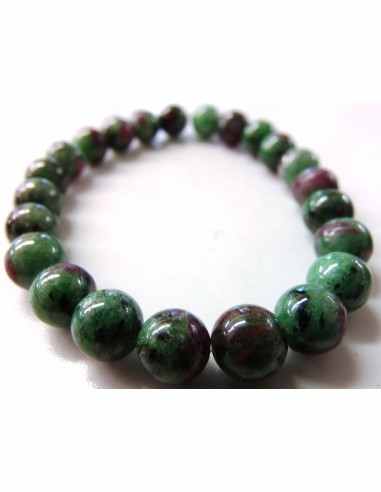 Bracelet  zoisite aux rubis 8mm