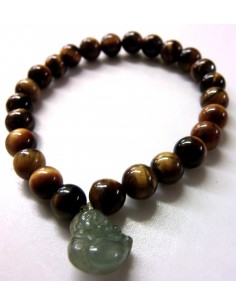 Bracelet oeil tigre 8mm Bouddha Jade 2