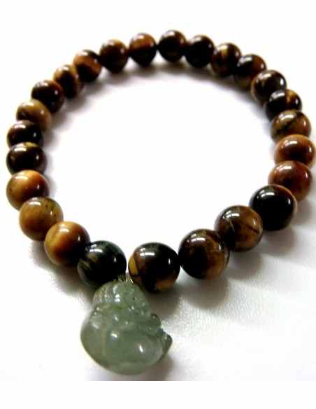 Bracelet oeil tigre 8mm Bouddha Jade