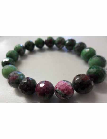 Bracelet  zoisite aux rubis 8mm