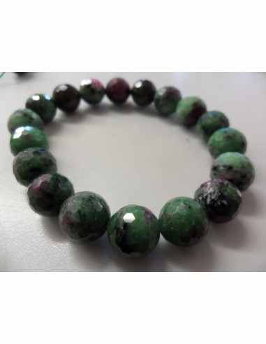Bracelet  zoisite aux rubis 8mm