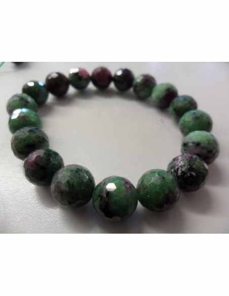 Bracelet  zoisite aux rubis 8mm