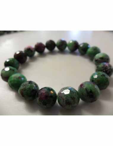 Bracelet  zoisite aux rubis 8mm