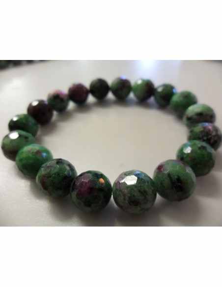 Bracelet  zoisite aux rubis 8mm